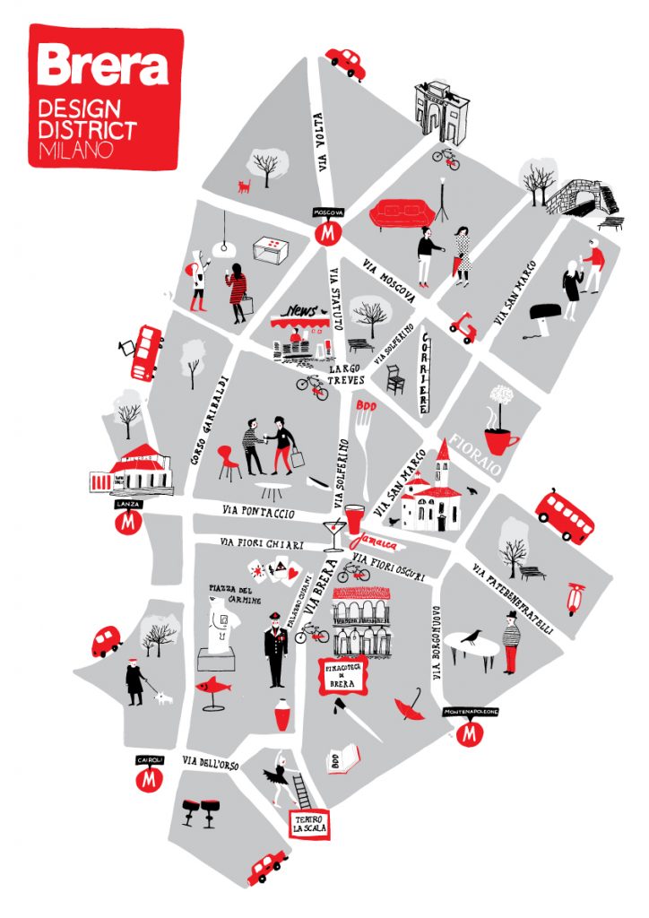 brera design district map milan italy